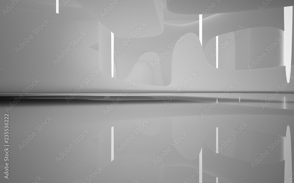 Naklejka premium Abstract smooth white interior of the future. Architectural background. 3D illustration and rendering