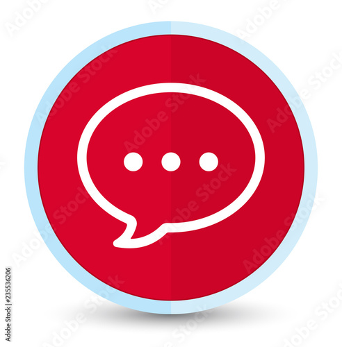 Talk bubble icon flat prime red round button