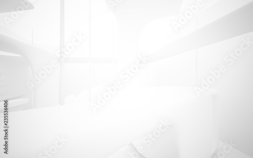 Abstract smooth white interior of the future. Architectural background. 3D illustration and rendering 