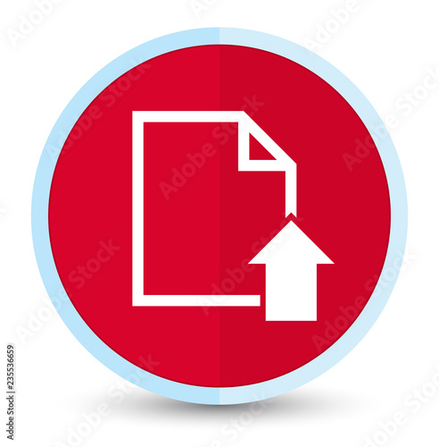 Upload document icon flat prime red round button