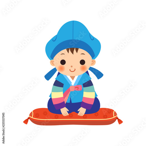 Cute little boy in korean traditional costume