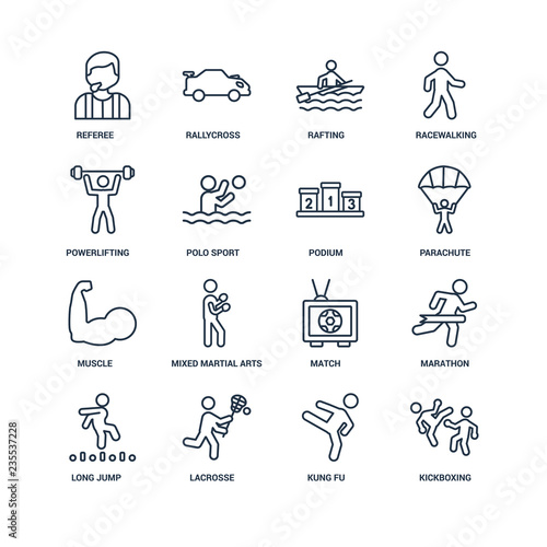 kickboxing, kung fu, Lacrosse, long jump, marathon, Referee, pow