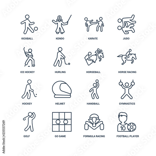 Football player, formula racing, Go game, Golf, Gymnastics, kick