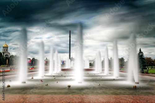 Fountains on Poklonnaya hill in victory Park on Poklonnaya hill .