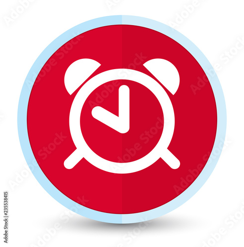 Alarm clock icon flat prime red round button