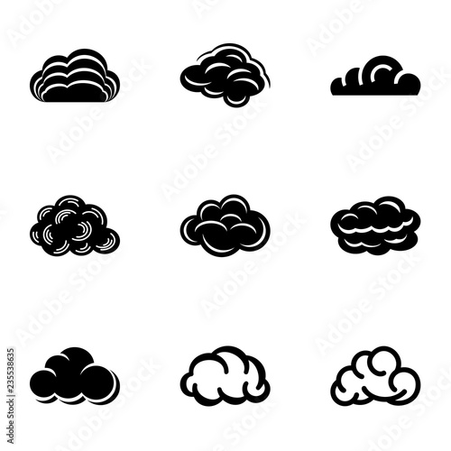 Overcast icons set. Simple set of 9 overcast vector icons for web isolated on white background