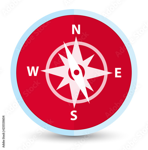 Compass icon flat prime red round button