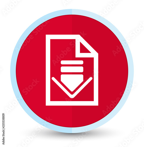 Download document icon flat prime red round button