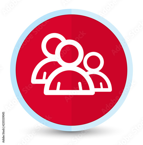 Group icon flat prime red round button