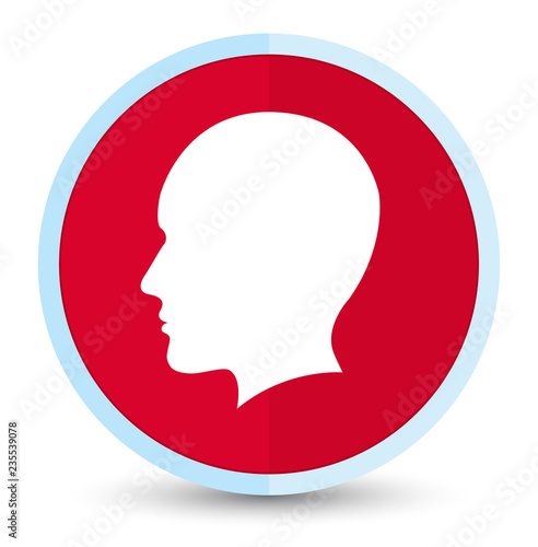 Head men face icon flat prime red round button