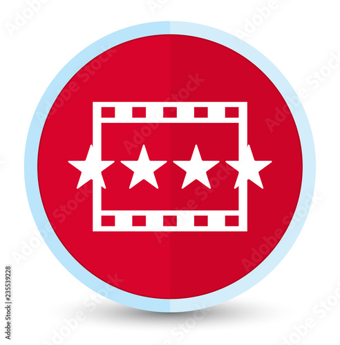 Movie reviews icon flat prime red round button