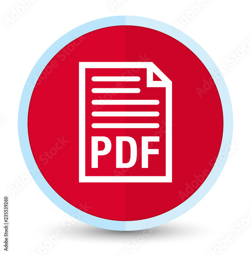 PDF document icon flat prime red round button