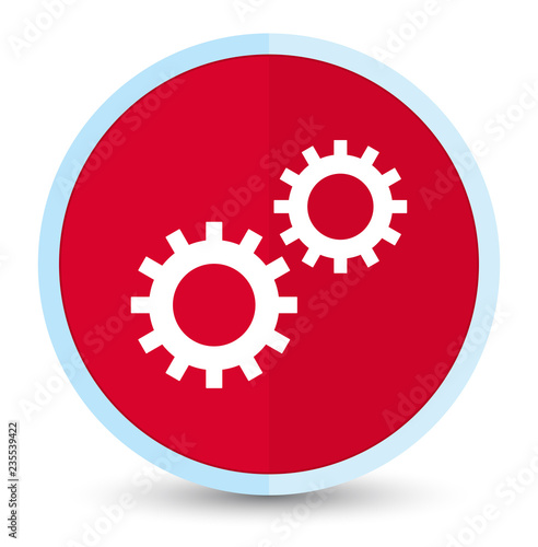 Process icon flat prime red round button
