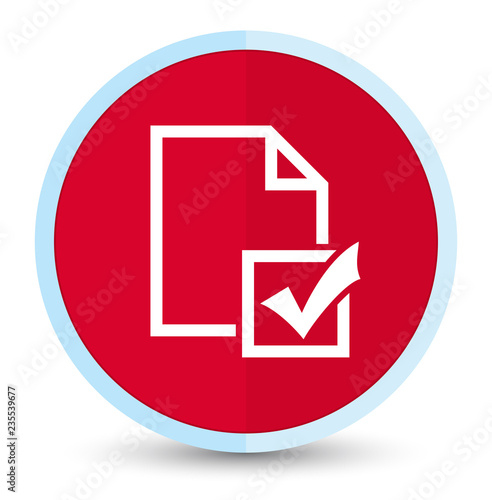 Survey icon flat prime red round button