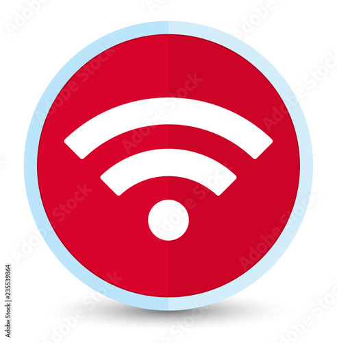 Wifi icon flat prime red round button