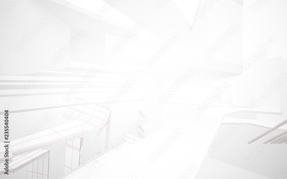 Abstract smooth white interior of the future. Architectural background. 3D illustration and rendering Abstract smooth white interior of the future. Architectural background. 3D illustration and rendering