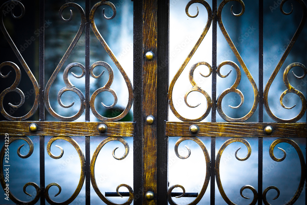Details of an old fashioned metal fence Details of an old fashioned metal fence