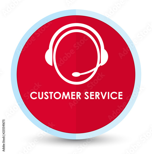 Customer service (customer care icon) flat prime red round button