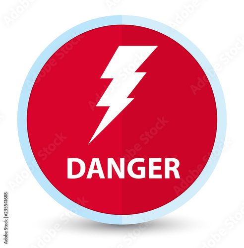 Danger (electricity icon) flat prime red round button