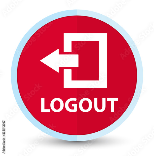 Logout flat prime red round button