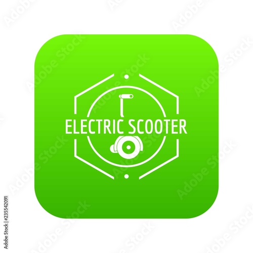 Electric scooter icon green vector isolated on white background