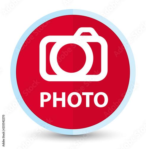 Photo (camera icon) flat prime red round button