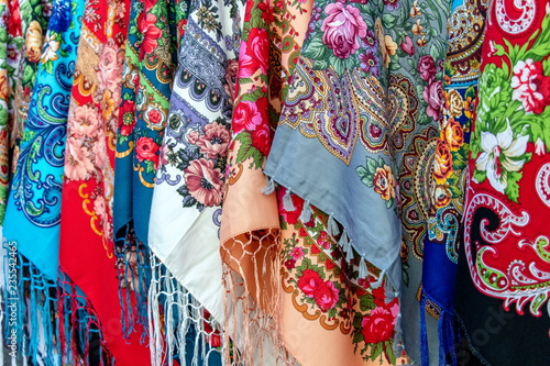 Russian folk ornament shawl Ukraine, Kiev 10.11.2018