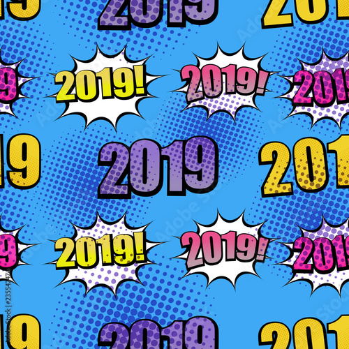 Comic 2019 wordings seamless pattern