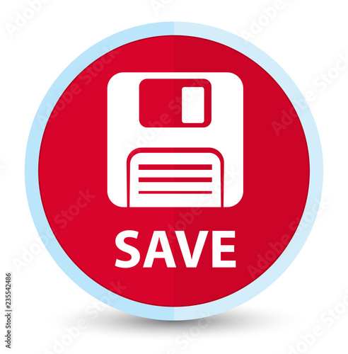 Save (floppy disk icon) flat prime red round button