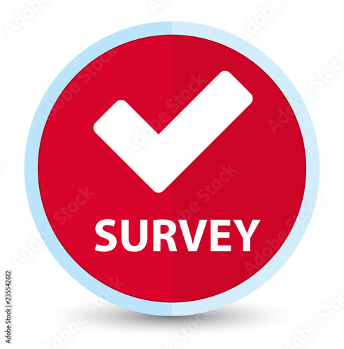 Survey (validate icon) flat prime red round button
