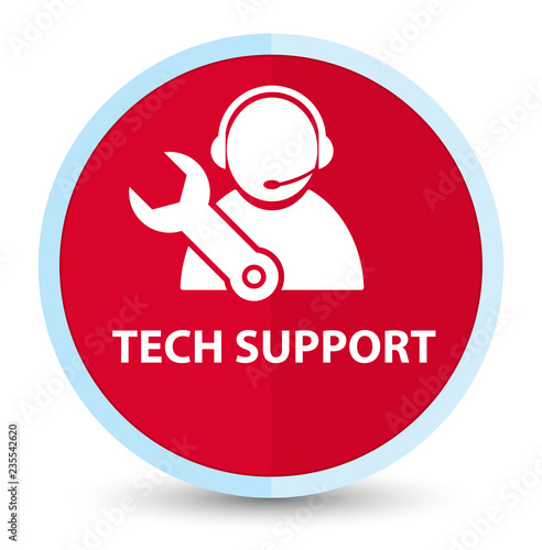 Tech support flat prime red round button