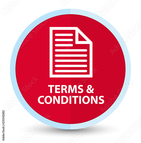 Terms and conditions (page icon) flat prime red round button