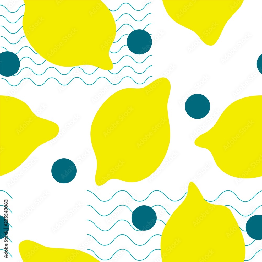Lemon seamless pattern vector illustration. Summer design.