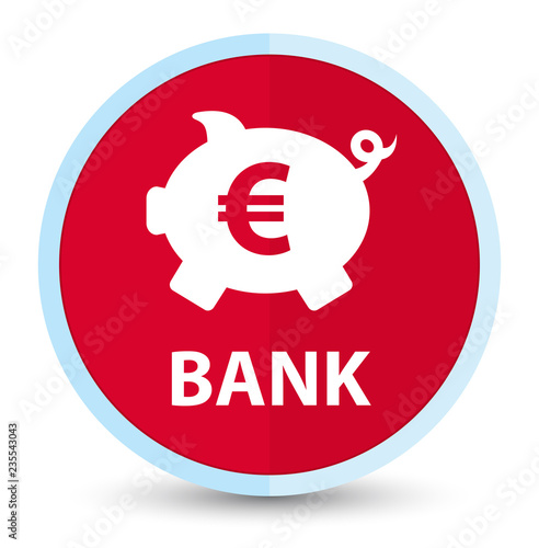 Bank (piggy box euro sign) flat prime red round button