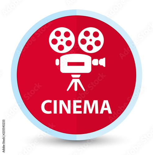 Cinema (video camera icon) flat prime red round button