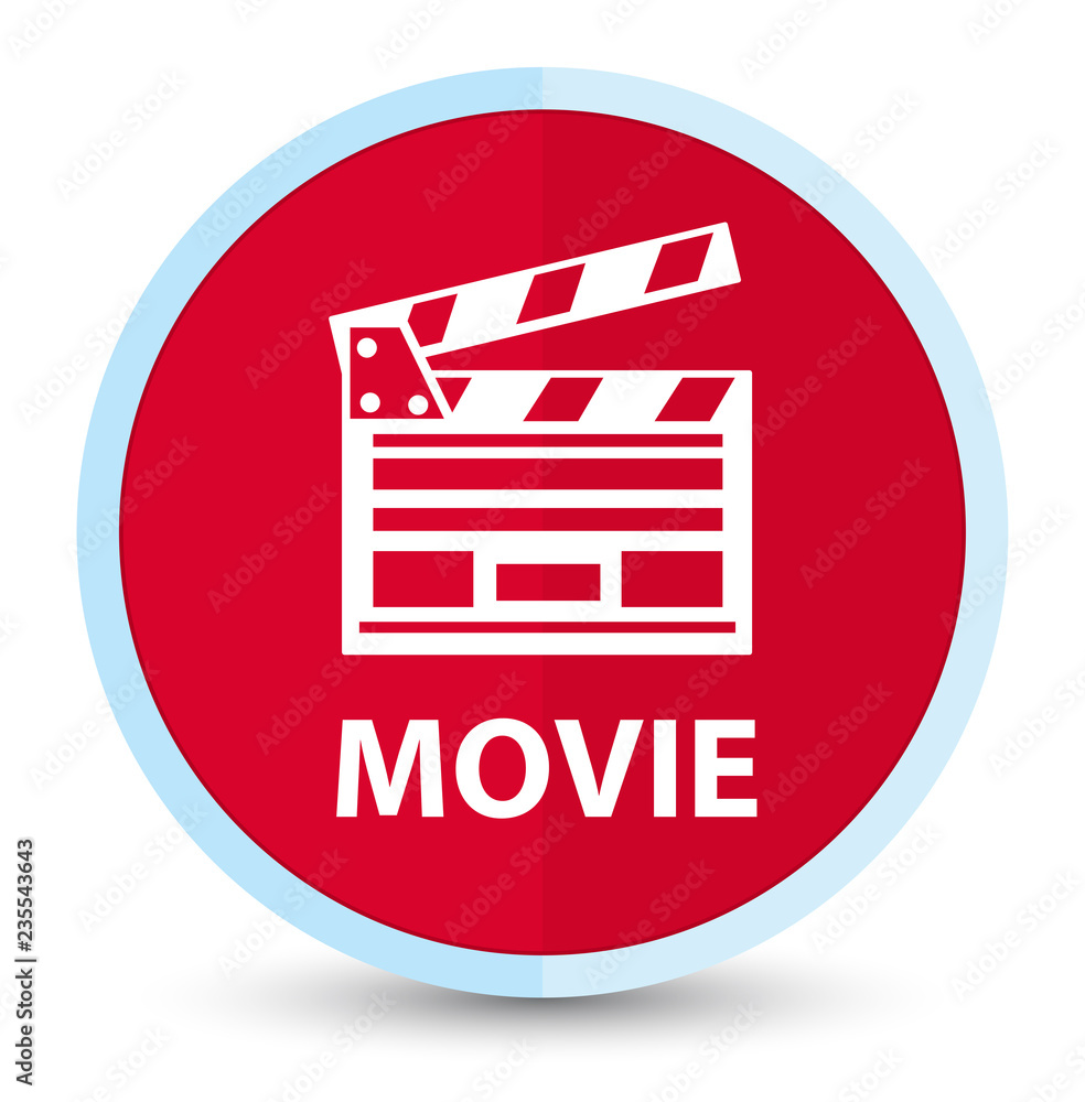 Movie (cinema clip icon) flat prime red round button Movie (cinema clip icon) flat prime red round button