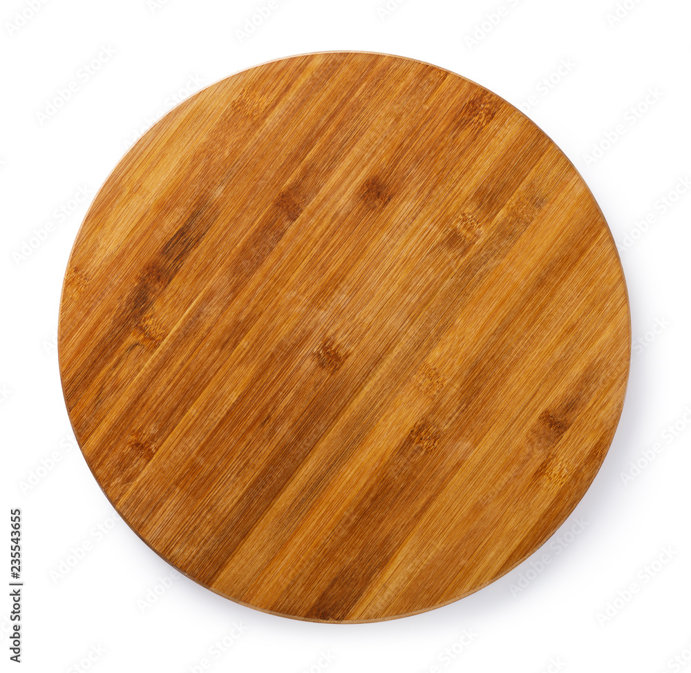 Empty cutting board isolated on white background, top view Empty cutting board isolated on white background, top view
