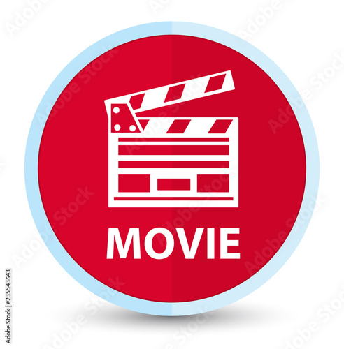 Movie (cinema clip icon) flat prime red round button