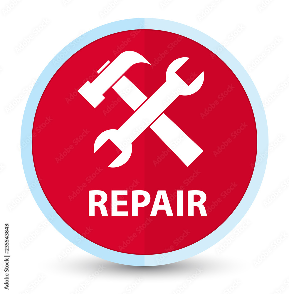 Repair (tools icon) flat prime red round button Repair (tools icon) flat prime red round button