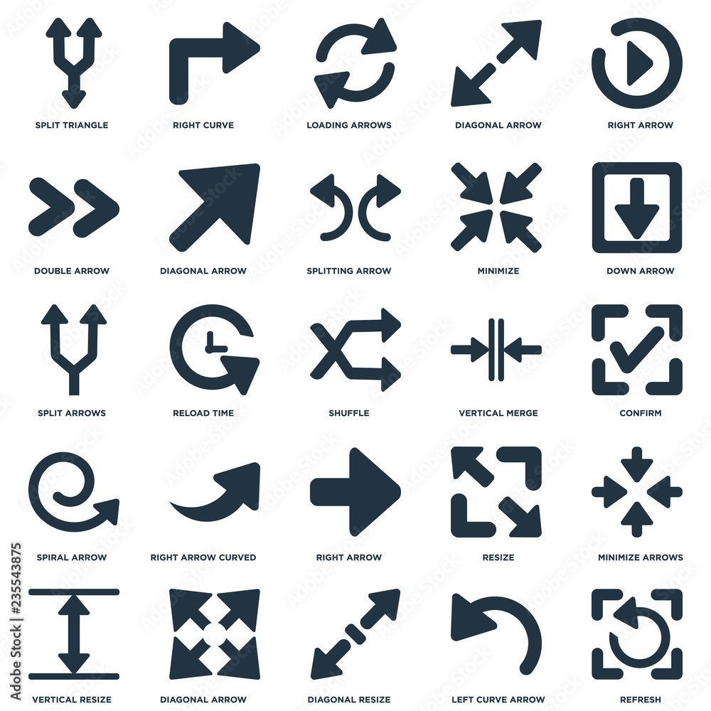 Elements Such As Refresh, Confirm, Down arrow, Right Curve, Vertical ...