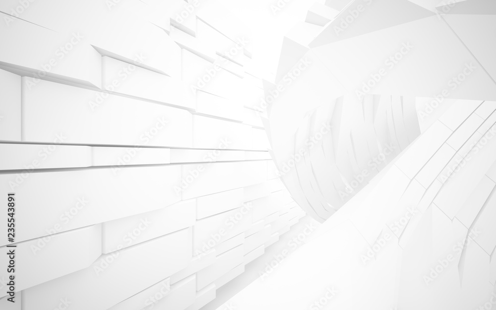 Abstract white interior highlights future. Architectural background. 3D illustration and rendering Abstract white interior highlights future. Architectural background. 3D illustration and rendering