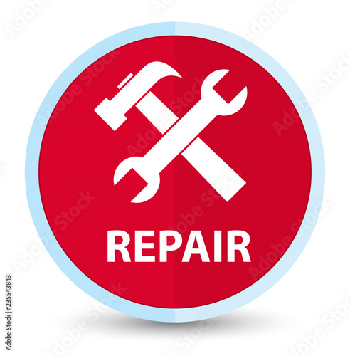 Repair (tools icon) flat prime red round button