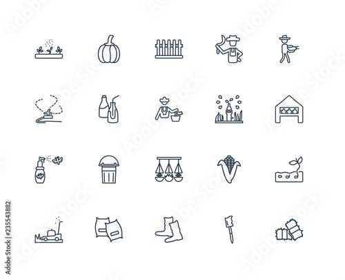 Bale, Billhook, farmer Boots, Sack, Lawn mower, Pruners, Irrigat