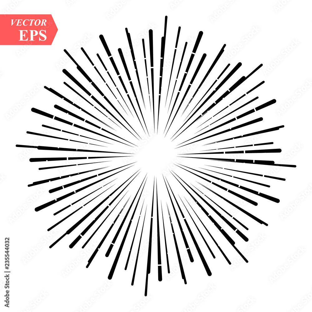 Fototapeta premium Vintage Sunburst. Star Brust. Design Decorated Element. Vector Illustration