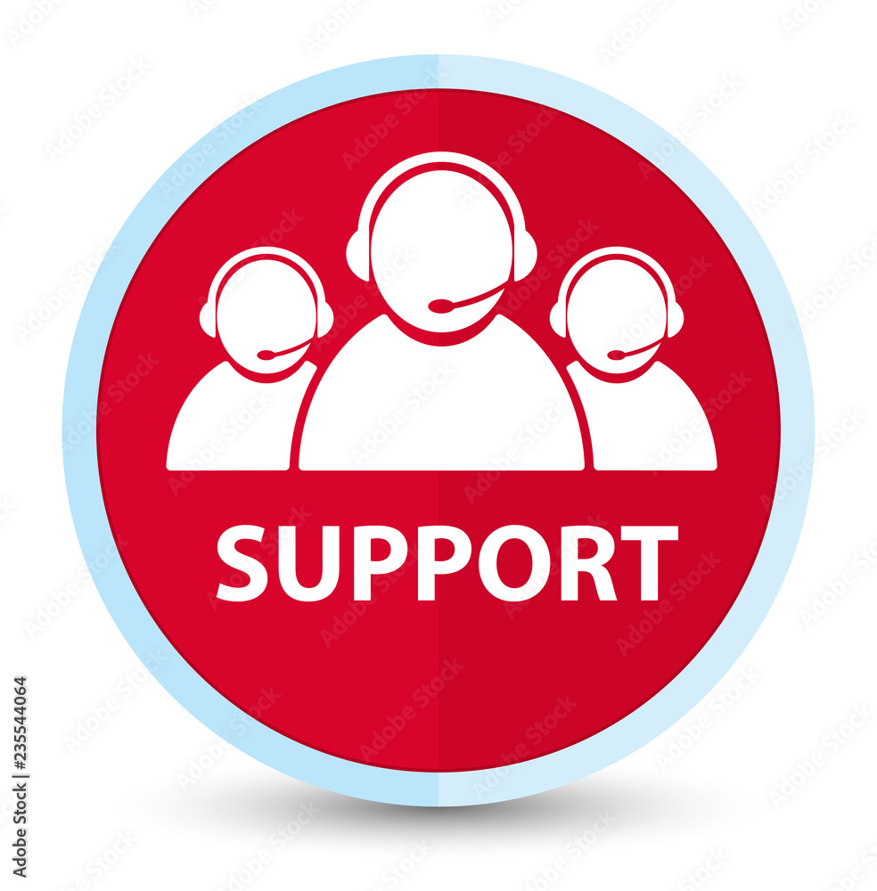 Support (customer care team icon) flat prime red round button Support (customer care team icon) flat prime red round button