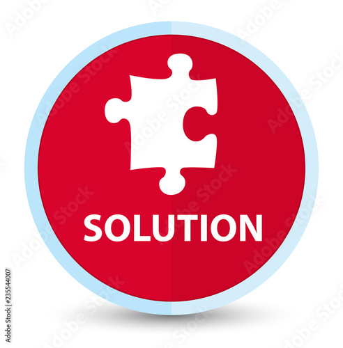 Solution (puzzle icon) flat prime red round button