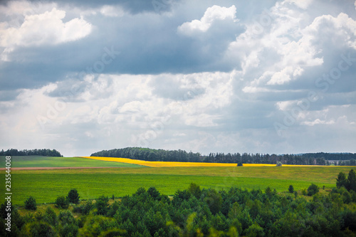 colorful fields under the blue sky