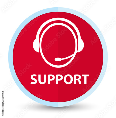 Support (customer care icon) flat prime red round button