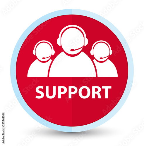 Support (customer care team icon) flat prime red round button