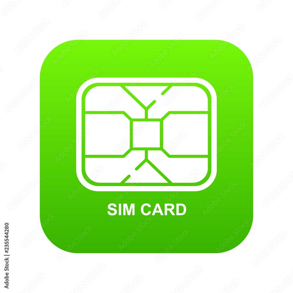 Central microchip icon green vector isolated on white background Central microchip icon green vector isolated on white background